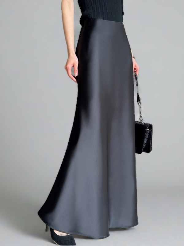 Satin Mermaid Floor-Length A-Line Skirt for Women - Summer High-End Acetate Dress with Elegant Temperament Satin Mermaid Floor-Length A-Line Skirt for Women - Summer High-End Acetate Dress with Elegant Temperament
