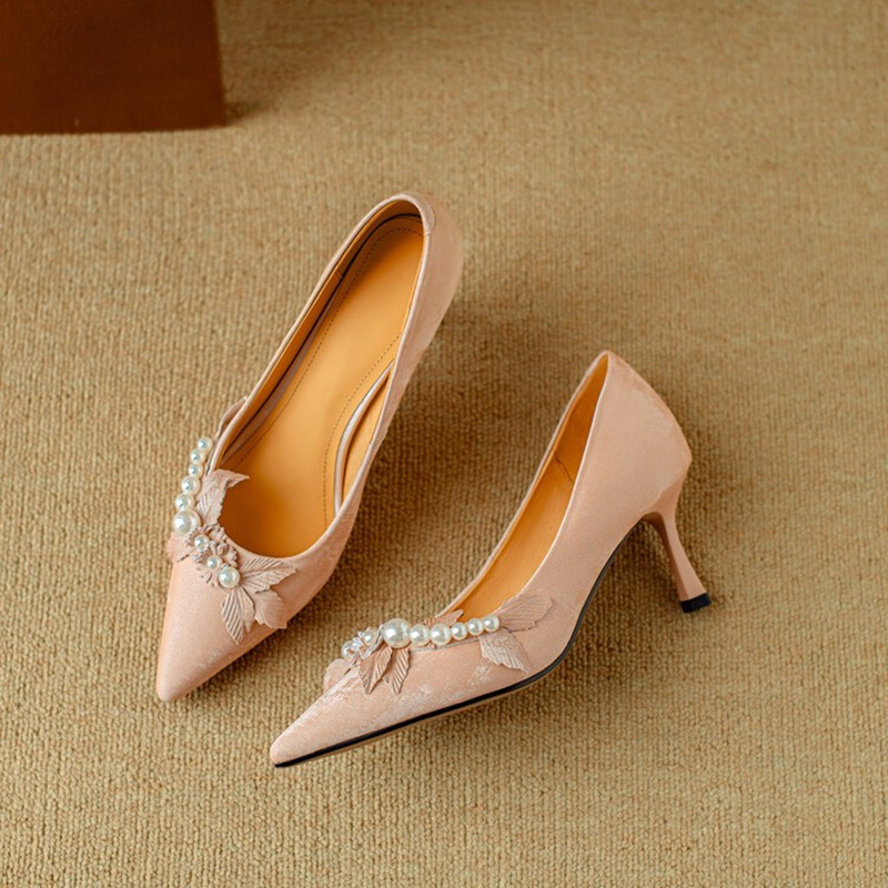 Satin Stiletto High Heels for Women - Italian Style Socialite Wedding Shoes, Shallow Mouth Design, High-End Fashion Footwear Satin Stiletto High Heels for Women - Italian Style Socialite Wedding Shoes, Shallow Mouth Design, High-End Fashion Footwear