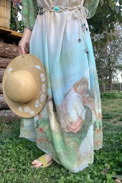 Sea Orange Sanctuary Tie-Dye Beaded Off-Shoulder Maxi Dress - Women's Bohemian Spring Style, Vintage-Inspired, Perfect for 90s Y2K Looks