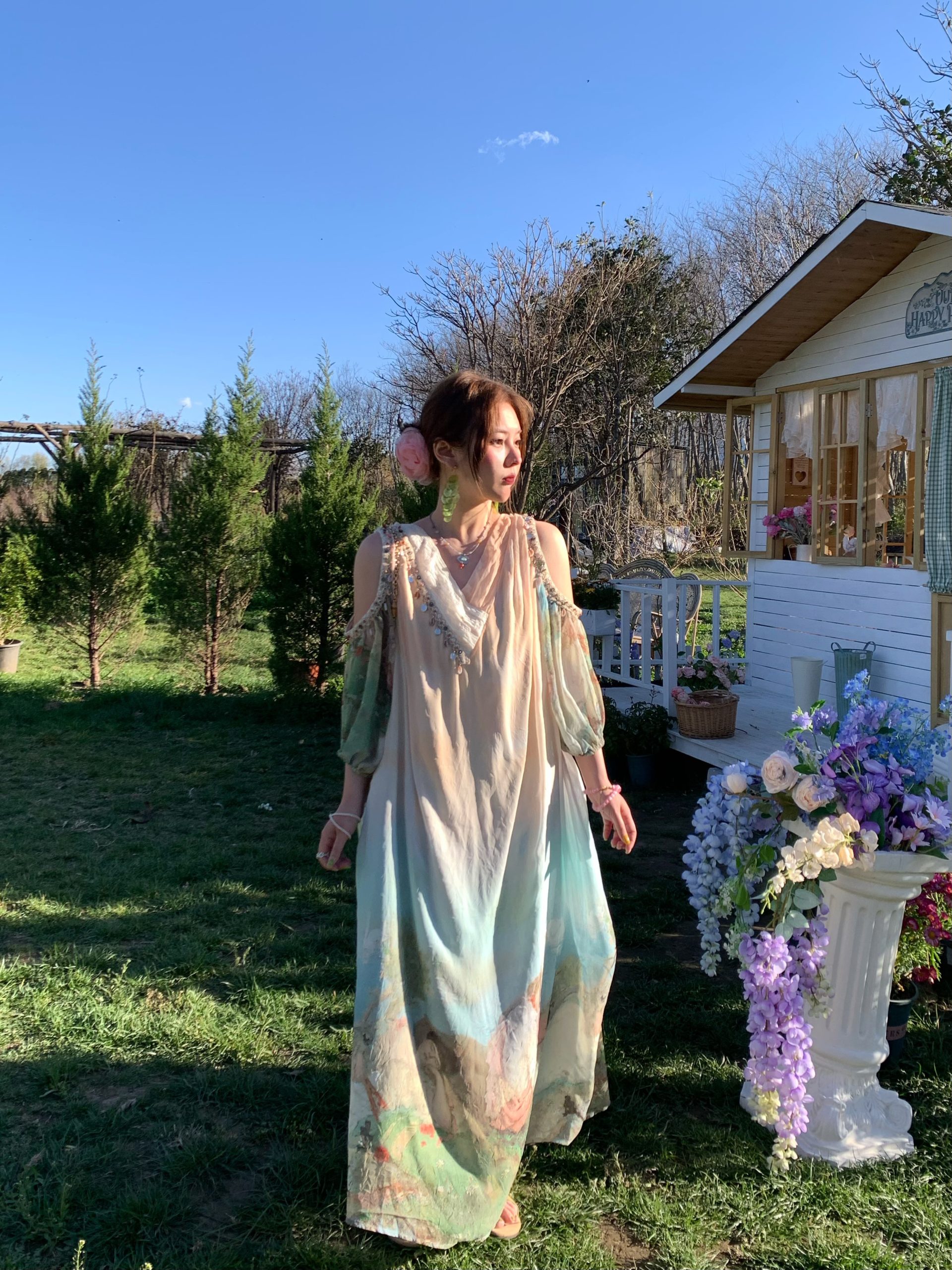 Sea Orange Sanctuary Tie-Dye Beaded Off-Shoulder Maxi Dress - Women's Bohemian Spring Style, Vintage-Inspired, Perfect for 90s Y2K Looks Sea Orange Sanctuary Tie-Dye Beaded Off-Shoulder Maxi Dress - Women's Bohemian Spring Style, Vintage-Inspired, Perfect for 90s Y2K Looks