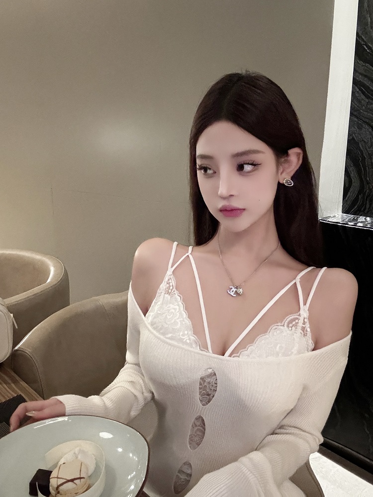 Sexy Halter Lace Layered Top for Women - Pure Desire Camisole with Chest Pads, Versatile Outerwear Innerwear, Y2K Style Sexy Halter Lace Layered Top for Women - Pure Desire Camisole with Chest Pads, Versatile Outerwear Innerwear, Y2K Style