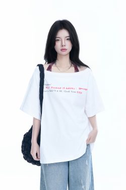 Sexy Halter Top and White Off-Shoulder Short Sleeve T-Shirt Two-Piece Set for Women - Trendy Loose Half-Sleeve Style