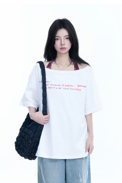 Sexy Halter Top and White Off-Shoulder Short Sleeve T-Shirt Two-Piece Set for Women - Trendy Loose Half-Sleeve Style