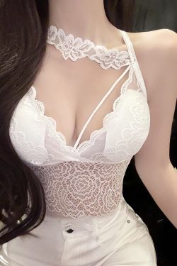 Sexy Lace Layered Top with Built-In Chest Pad - Women's Outerwear for Y2K and Korean Style Fashion