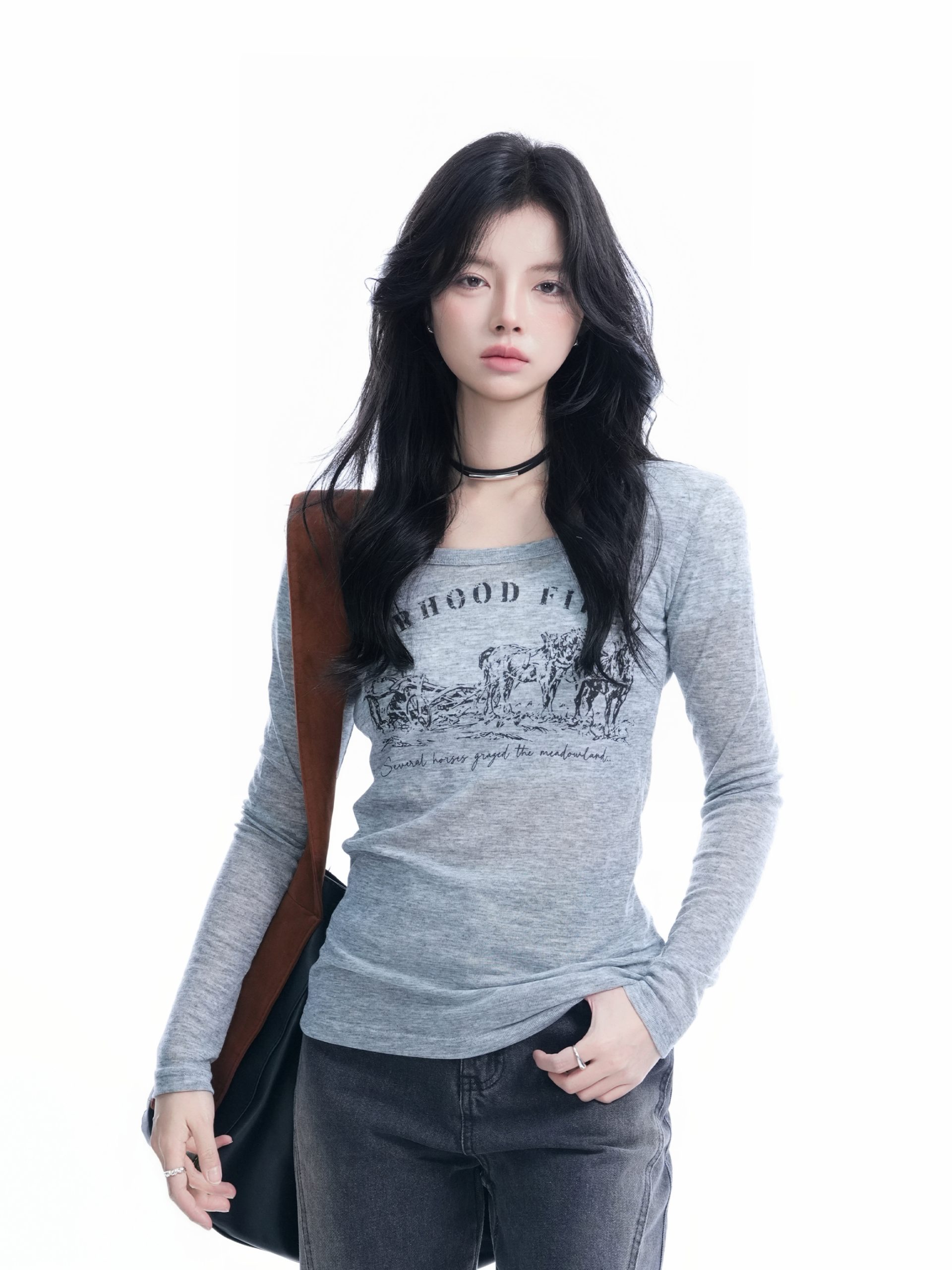 Sexy Slim-Fit Knitted Sweater for Women - American Style Round Neck Long Sleeve T-Shirt, Casual Chic Fashion, Perfect for Y2K Looks Sexy Slim-Fit Knitted Sweater for Women - American Style Round Neck Long Sleeve T-Shirt, Casual Chic Fashion, Perfect for Y2K Looks