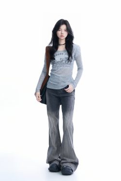 Sexy Slim-Fit Knitted Sweater for Women - American Style Round Neck Long Sleeve T-Shirt, Casual Chic Fashion, Perfect for Y2K Looks