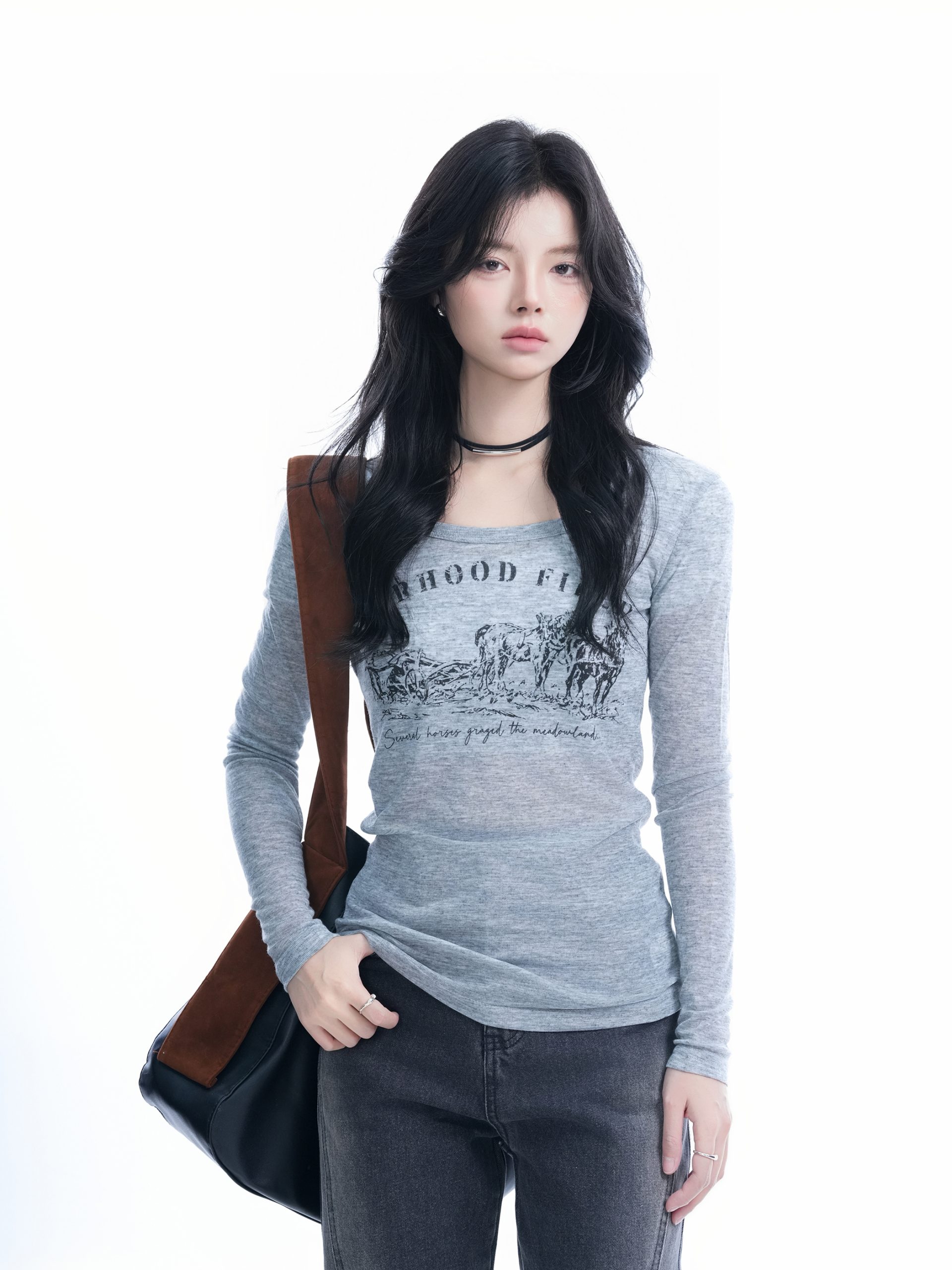 Sexy Slim-Fit Knitted Sweater for Women - American Style Round Neck Long Sleeve T-Shirt, Casual Chic Fashion, Perfect for Y2K Looks Sexy Slim-Fit Knitted Sweater for Women - American Style Round Neck Long Sleeve T-Shirt, Casual Chic Fashion, Perfect for Y2K Looks