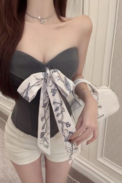 Sexy Strapless Camisole for Women with Bow and Fishbone Corset - Elegant High-End Feel, Perfect for Night Out or Special Occasions