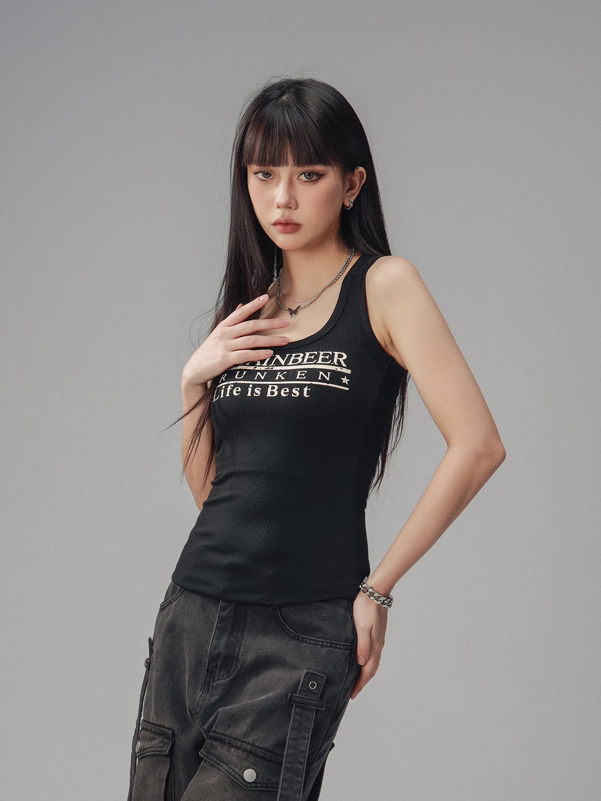 Sexy Tight Sleeveless Tank Top for Women - American Style Beer Team Captain - Summer 2025 Trendy Y2K Fashion Sexy Tight Sleeveless Tank Top for Women - American Style Beer Team Captain - Summer 2025 Trendy Y2K Fashion