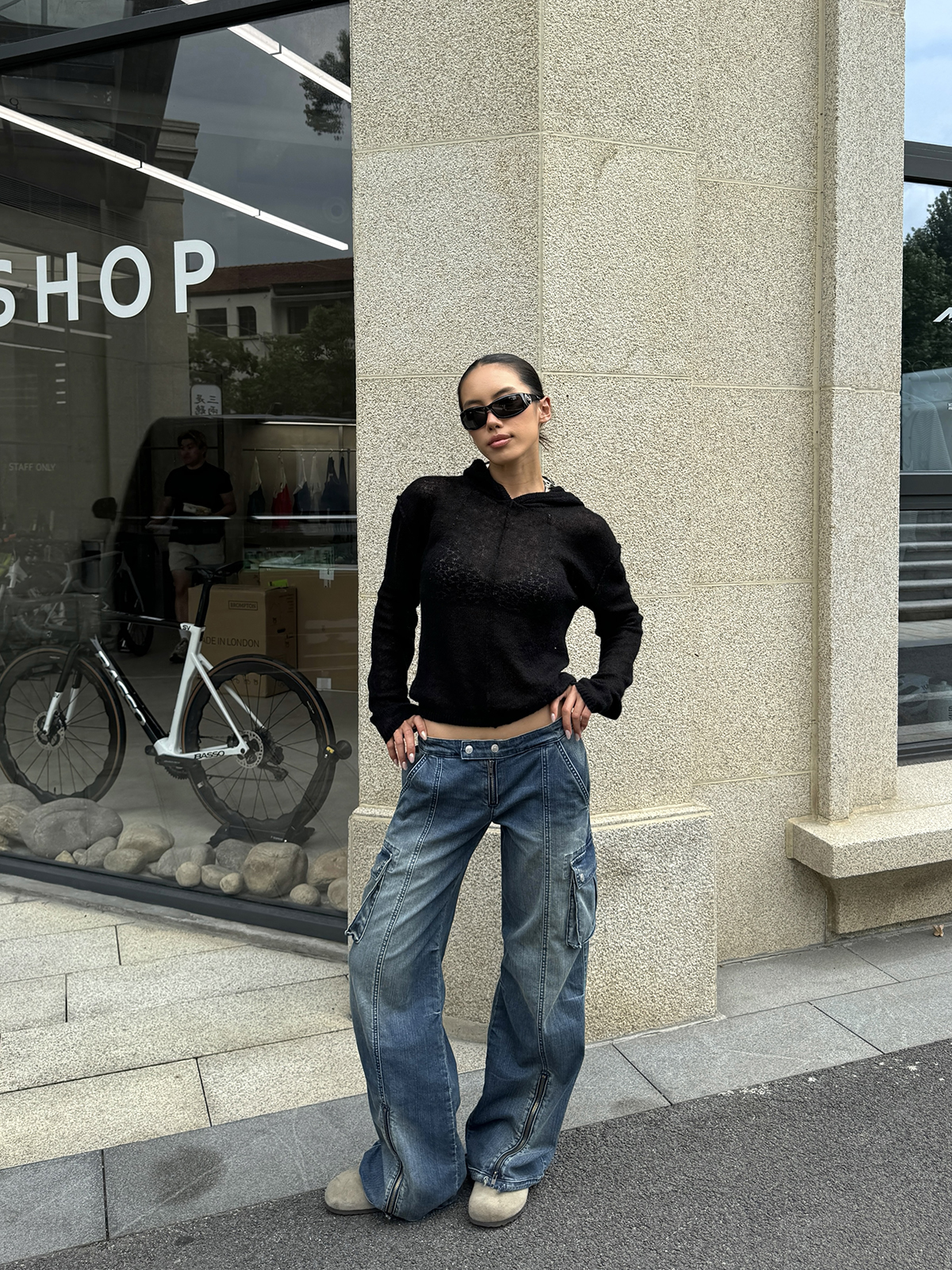 Sexy Ultra-Low Waist Vintage Street Cargo Denim Pants in Deep Blue - Heavy-Duty 90s Inspired Workwear Trousers Sexy Ultra-Low Waist Vintage Street Cargo Denim Pants in Deep Blue - Heavy-Duty 90s Inspired Workwear Trousers