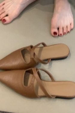 Sheepskin French Cross-Strap Open-Toe Half Slippers - Flat Slip-On Cool Sandals, Elegant Mules for Chic Summer Style