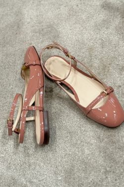 Sheepskin French Round Toe One-Strap Flat Shoes for Women - Gentle Style Ballet Sandals with Open Back and Closed Toe