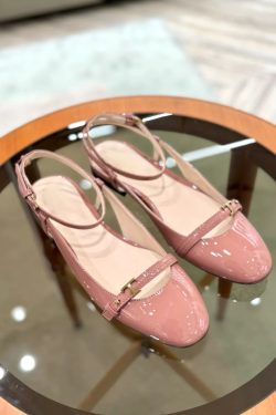 Sheepskin French Round Toe One-Strap Flat Shoes for Women - Gentle Style Ballet Sandals with Open Back and Closed Toe