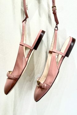 Sheepskin French Round Toe One-Strap Flat Shoes for Women - Gentle Style Ballet Sandals with Open Back and Closed Toe