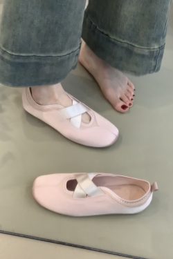 Sheepskin French Style Flat Shoes for Women - Round Toe Slip-On Mary Jane with Cross Straps - Chic Vintage Appeal