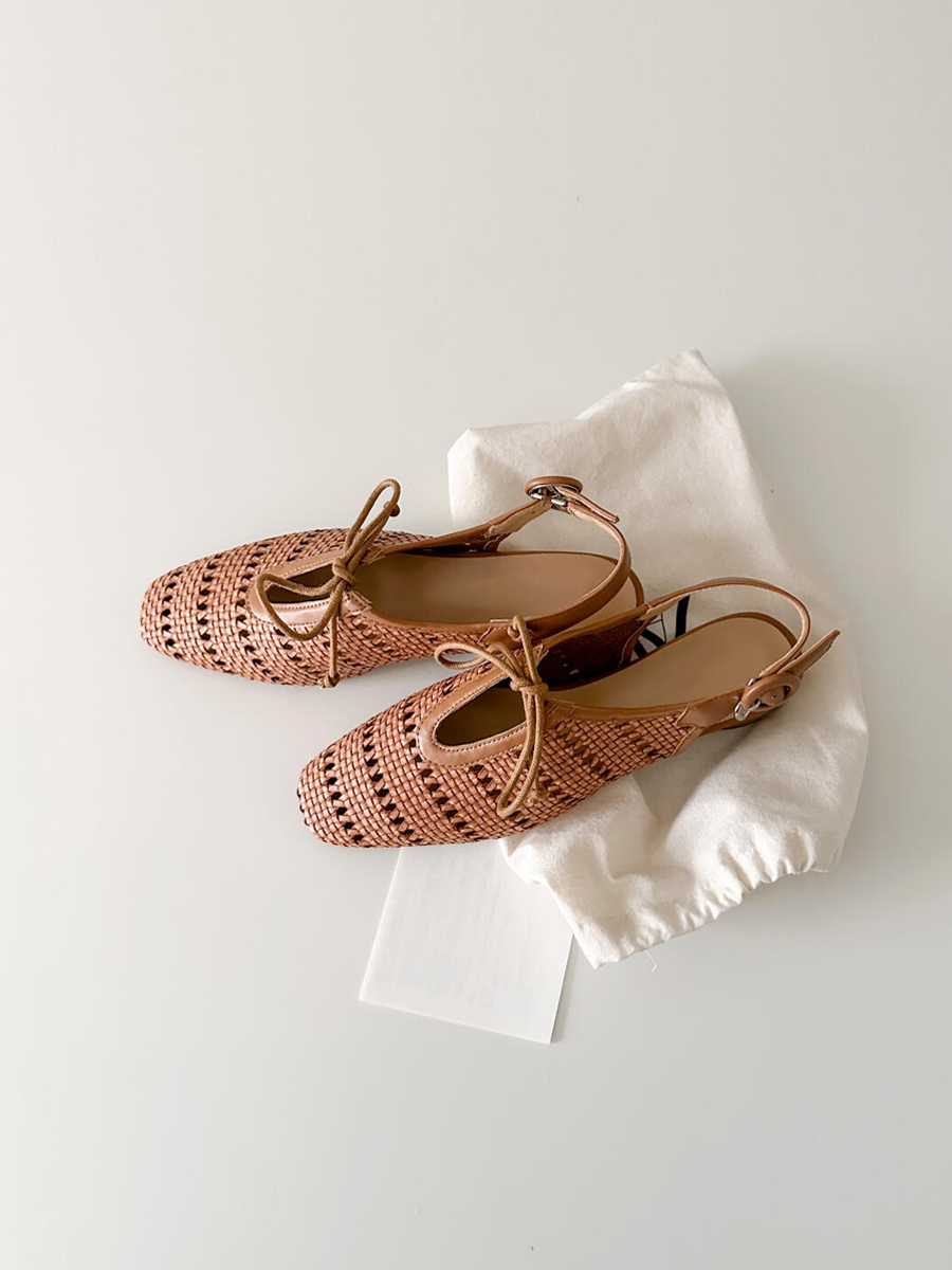 Sheepskin French Woven Hollow-Out Open-Toe Sandals with One-Strap Buckle and Bow, Chunky Heel Vacation Roman Shoes for Women Sheepskin French Woven Hollow-Out Open-Toe Sandals with One-Strap Buckle and Bow, Chunky Heel Vacation Roman Shoes for Women
