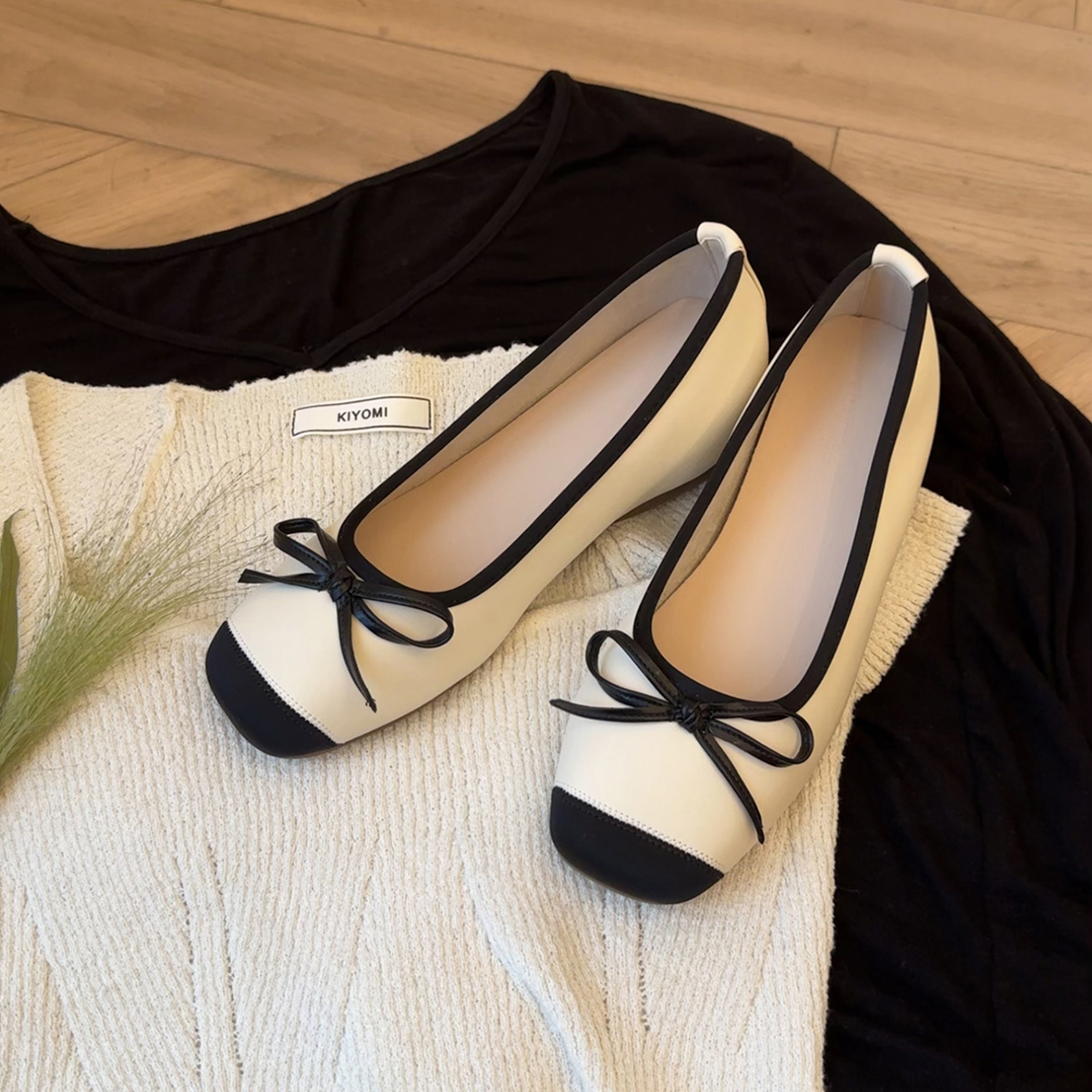 Sheepskin Silver Bow Ballet Shoes for Women – Summer One-Strap Half Slippers, Height-Increasing Shallow Mouth Flats Sheepskin Silver Bow Ballet Shoes for Women – Summer One-Strap Half Slippers, Height-Increasing Shallow Mouth Flats