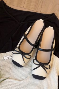 Sheepskin Silver Bow Ballet Shoes for Women – Summer One-Strap Half Slippers, Height-Increasing Shallow Mouth Flats