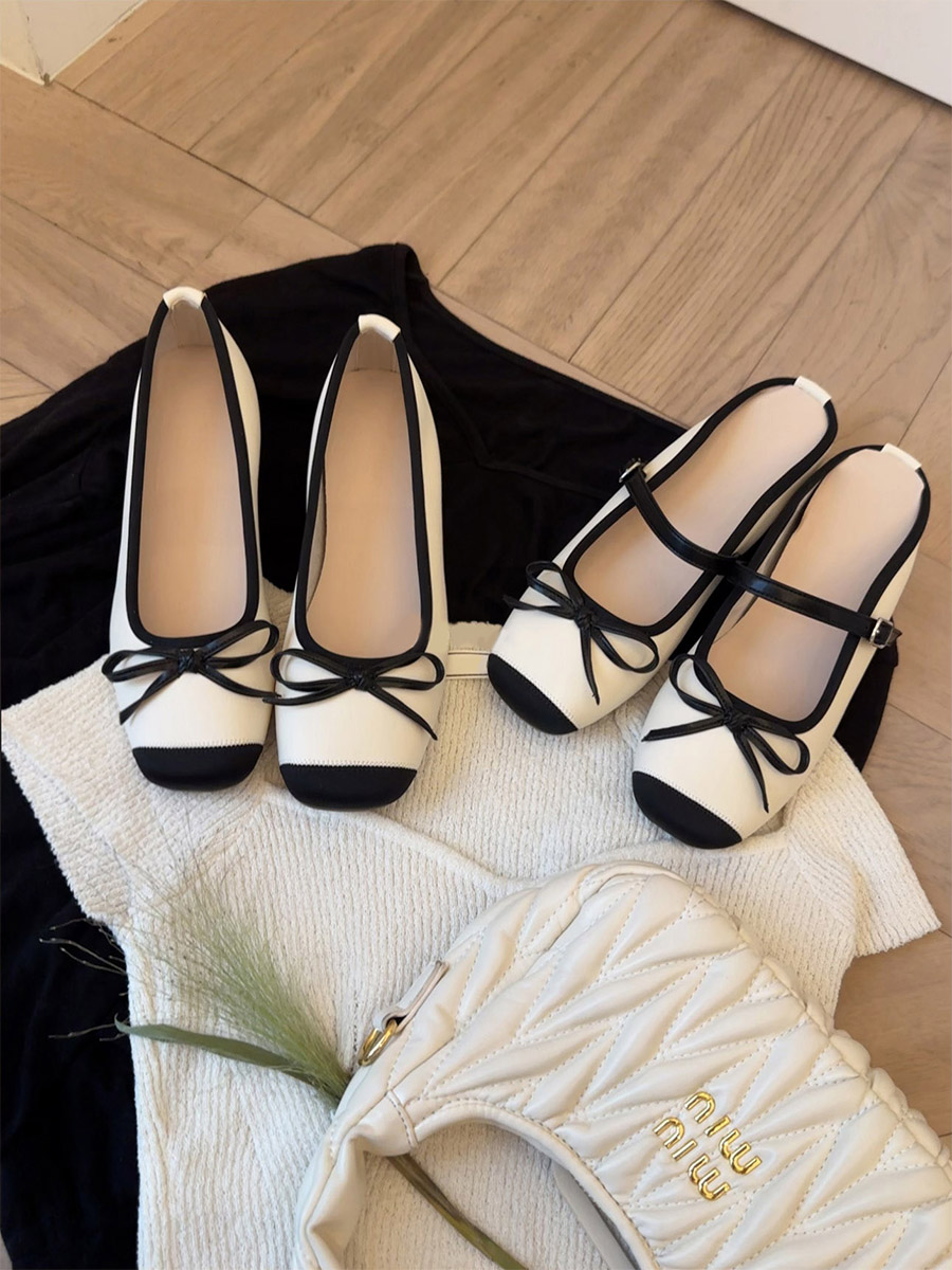 Sheepskin Silver Bow Ballet Shoes for Women – Summer One-Strap Half Slippers, Height-Increasing Shallow Mouth Flats Sheepskin Silver Bow Ballet Shoes for Women – Summer One-Strap Half Slippers, Height-Increasing Shallow Mouth Flats