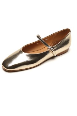 Sheepskin Silver Mary Jane Shoes for Women - Soft Sole Single Strap Flats, Italian Style Footwear