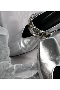 Sheepskin Square Head Rivet One-Strap Closed-Toe Half Slippers for Women - Height-Increasing French Style Slip-On Sandals