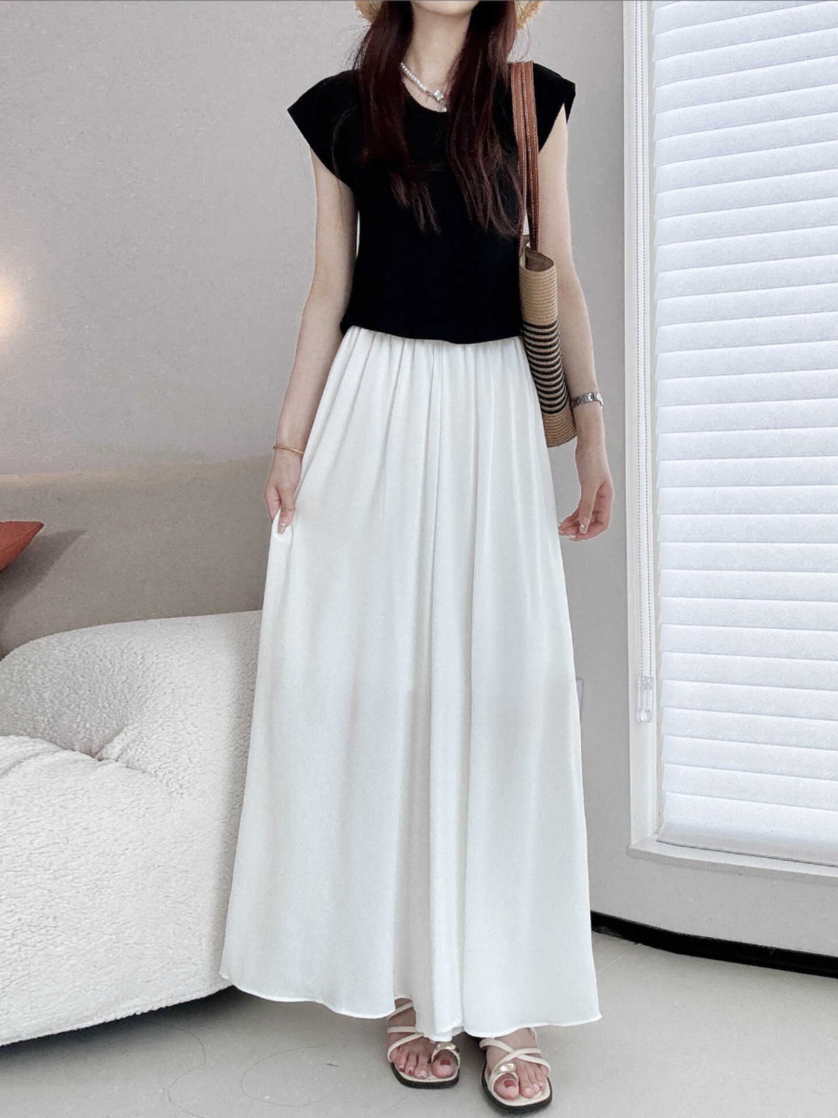 Sheer Chiffon Wide-Leg Pants - Lightweight, Slimming Effect, Wrinkle-Resistant, Cool Summer White with Pockets Sheer Chiffon Wide-Leg Pants - Lightweight, Slimming Effect, Wrinkle-Resistant, Cool Summer White with Pockets