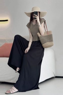 Sheer Chiffon Wide-Leg Pants - Lightweight, Slimming Effect, Wrinkle-Resistant, Cool Summer White with Pockets