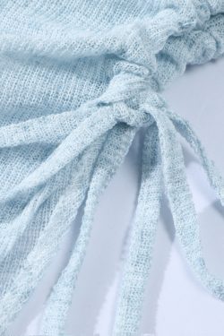 Sheer Round Neck Long Sleeve Knitted Top for Women - Irregular Pleated Sun Protection Air Conditioning Cover-Up Blouse