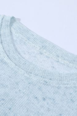 Sheer Round Neck Long Sleeve Knitted Top for Women - Irregular Pleated Sun Protection Air Conditioning Cover-Up Blouse