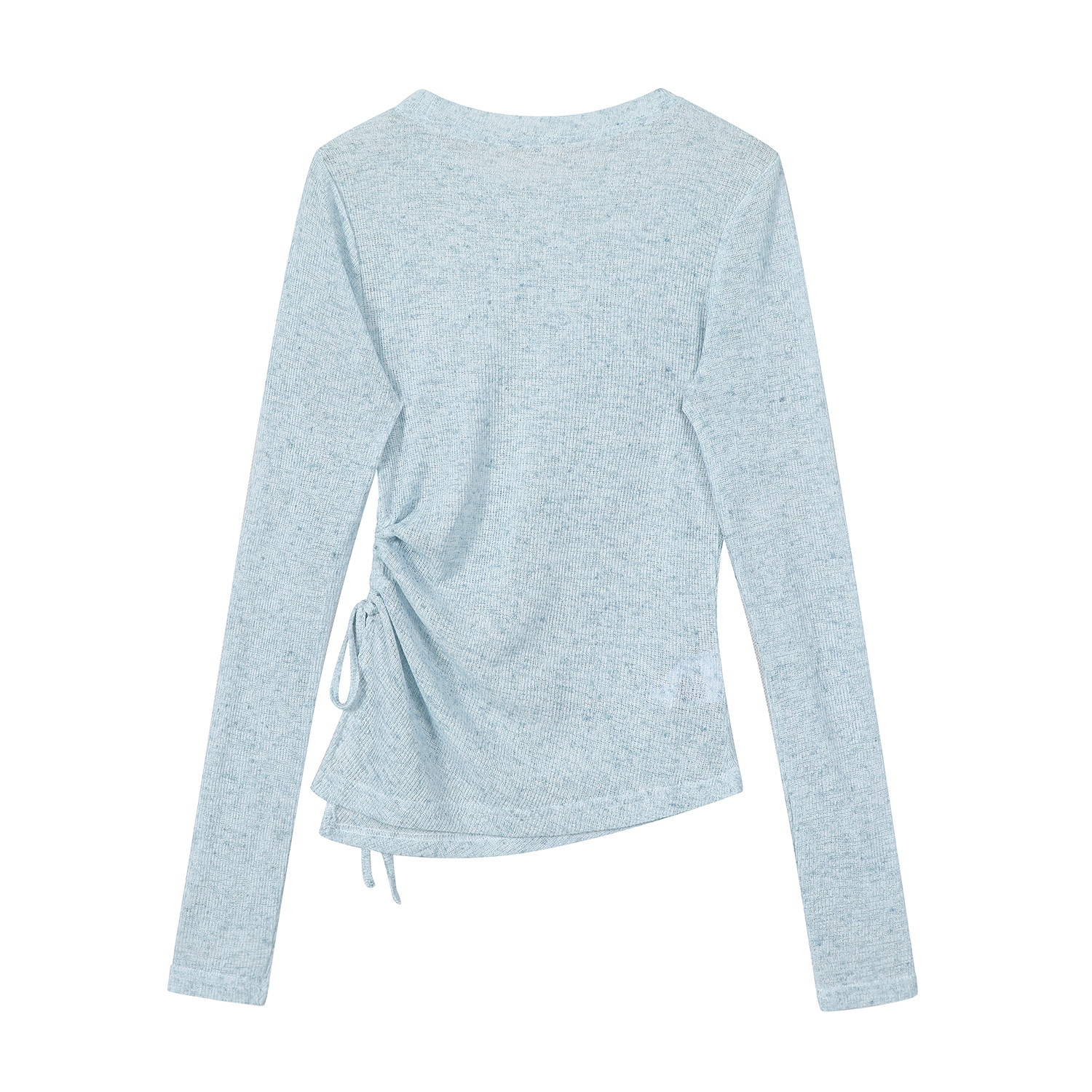 Sheer Round Neck Long Sleeve Knitted Top for Women - Irregular Pleated Sun Protection Air Conditioning Cover-Up Blouse Sheer Round Neck Long Sleeve Knitted Top for Women - Irregular Pleated Sun Protection Air Conditioning Cover-Up Blouse