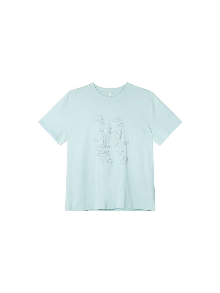 Silver 3D Conch Print Short Sleeve T-Shirt for Women - Loose Fit Pure Cotton Summer Top - Trendy 2025 Fashion Essential Silver 3D Conch Print Short Sleeve T-Shirt for Women - Loose Fit Pure Cotton Summer Top - Trendy 2025 Fashion Essential