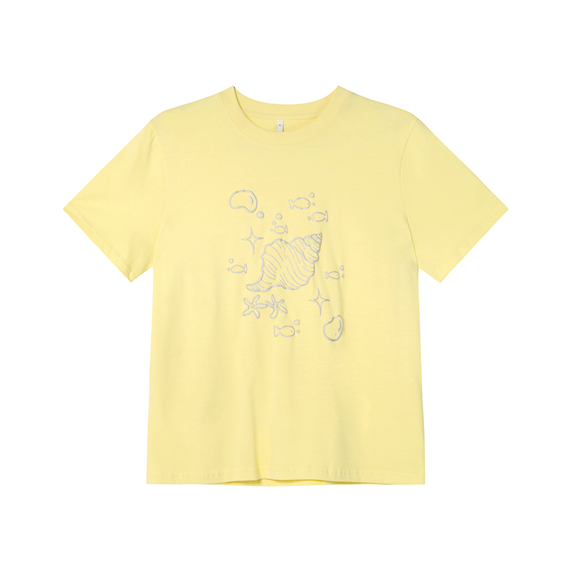 Silver 3D Conch Print Short Sleeve T-Shirt for Women - Loose Fit Pure Cotton Summer Top - Trendy 2025 Fashion Essential Silver 3D Conch Print Short Sleeve T-Shirt for Women - Loose Fit Pure Cotton Summer Top - Trendy 2025 Fashion Essential