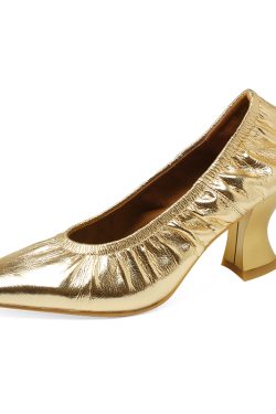 Silver Chunky Heel Grandma Shoes for Women - Age-Defying Small Square-Toe Soft-Soled Footwear in Trendy Retro Style