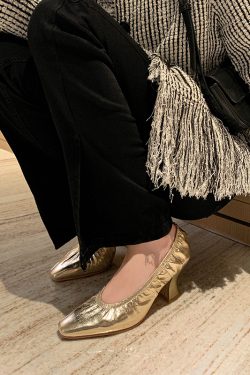 Silver Chunky Heel Grandma Shoes for Women - Age-Defying Small Square-Toe Soft-Soled Footwear in Trendy Retro Style