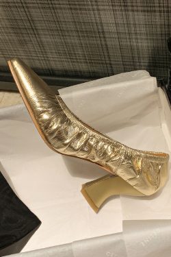 Silver Chunky Heel Grandma Shoes for Women - Age-Defying Small Square-Toe Soft-Soled Footwear in Trendy Retro Style