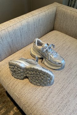Silver Dad Shoes for Women - 2025 Spring Thick-Soled Height-Increasing Mesh Casual Sneakers, Trendy Y2K Athleisure Footwear