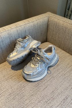 Silver Dad Shoes for Women - 2025 Spring Thick-Soled Height-Increasing Mesh Casual Sneakers, Trendy Y2K Athleisure Footwear