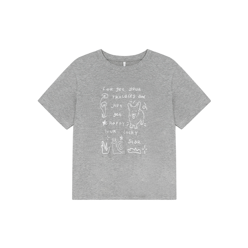 Silver Glitter Foam Letter Printed Short Sleeve T-shirt for Women - Loose Pure Cotton Round Neck Top for Spring Summer Fashion Silver Glitter Foam Letter Printed Short Sleeve T-shirt for Women - Loose Pure Cotton Round Neck Top for Spring Summer Fashion