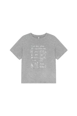 Silver Glitter Foam Letter Printed Short Sleeve T-shirt for Women - Loose Pure Cotton Round Neck Top for Spring Summer Fashion
