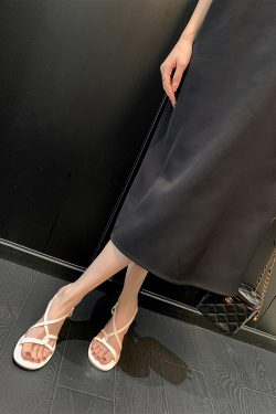 Silver High-Heeled Sheepskin Sandals for Women - Cross Strap Chunky Heels, Elegant Fairy Style for Summer