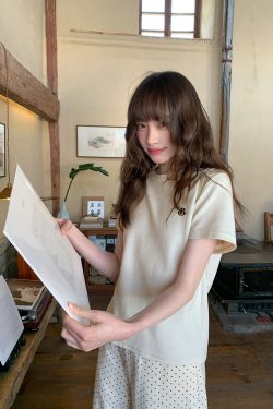 Simple Letter Embroidery Round Neck Short Sleeve T-shirt for Women - Elegant Versatile Summer Top 2025, Y2K Casual Fashion