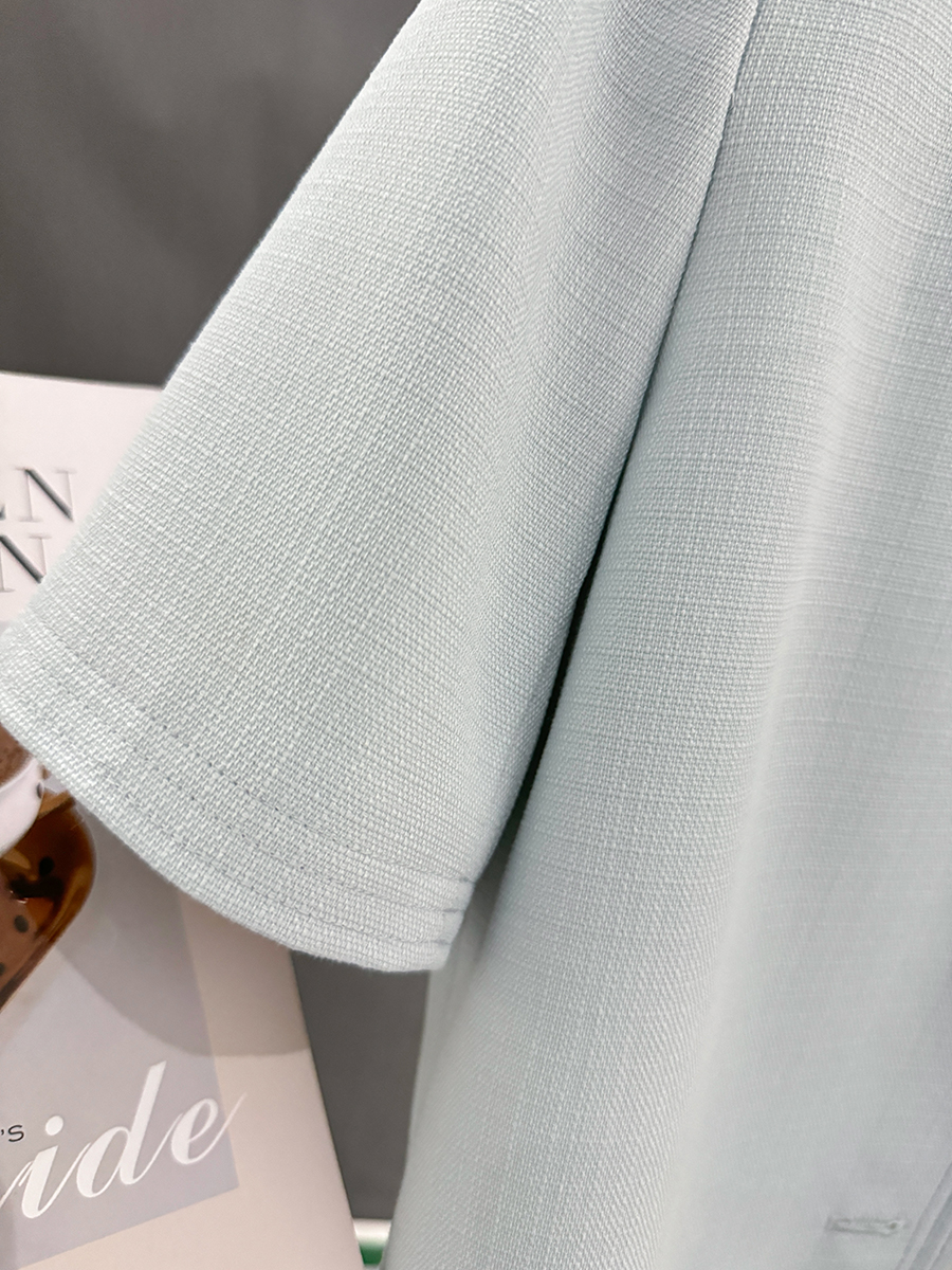 Sky Blue Korean-Style Short Sleeve Blazer for Women - Summer Lightweight Fashion Top, 2025 Trendy Socialite Wear Sky Blue Korean-Style Short Sleeve Blazer for Women - Summer Lightweight Fashion Top, 2025 Trendy Socialite Wear