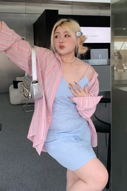 Sky Blue Water-Washed Printed Camisole Dress - Summer Must-Have, Stylish & Comfortable Travel Essential, Versatile 90s-Inspired Fashion