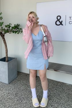 Sky Blue Water-Washed Printed Camisole Dress - Summer Must-Have, Stylish & Comfortable Travel Essential, Versatile 90s-Inspired Fashion