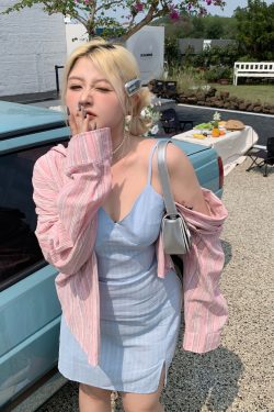 Sky Blue Water-Washed Printed Camisole Dress - Summer Must-Have, Stylish & Comfortable Travel Essential, Versatile 90s-Inspired Fashion