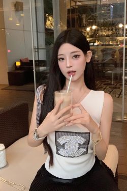 Slanted Shoulder Bow Tie Tank Top with Ice Silk Knitted Sweater - Trendy Women's Outfit for 90s and Y2K Styles