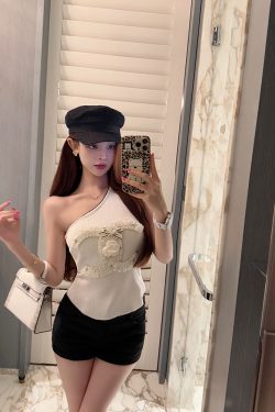 Slanted Shoulder Design Fragrant Wind Vest - Trendy Small Fit for Summer, Casual Chic Style