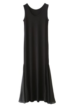 Sleeveless A-line Mermaid Dress with Chiffon Splicing, Slim Fit Summer Dress for Women, Flattering Modal Base Layer
