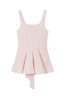 Sleeveless Windbreaker Collar Top with Pleated Hem and Spaghetti Straps - 2025 Summer Style for Socialites and Heiresses