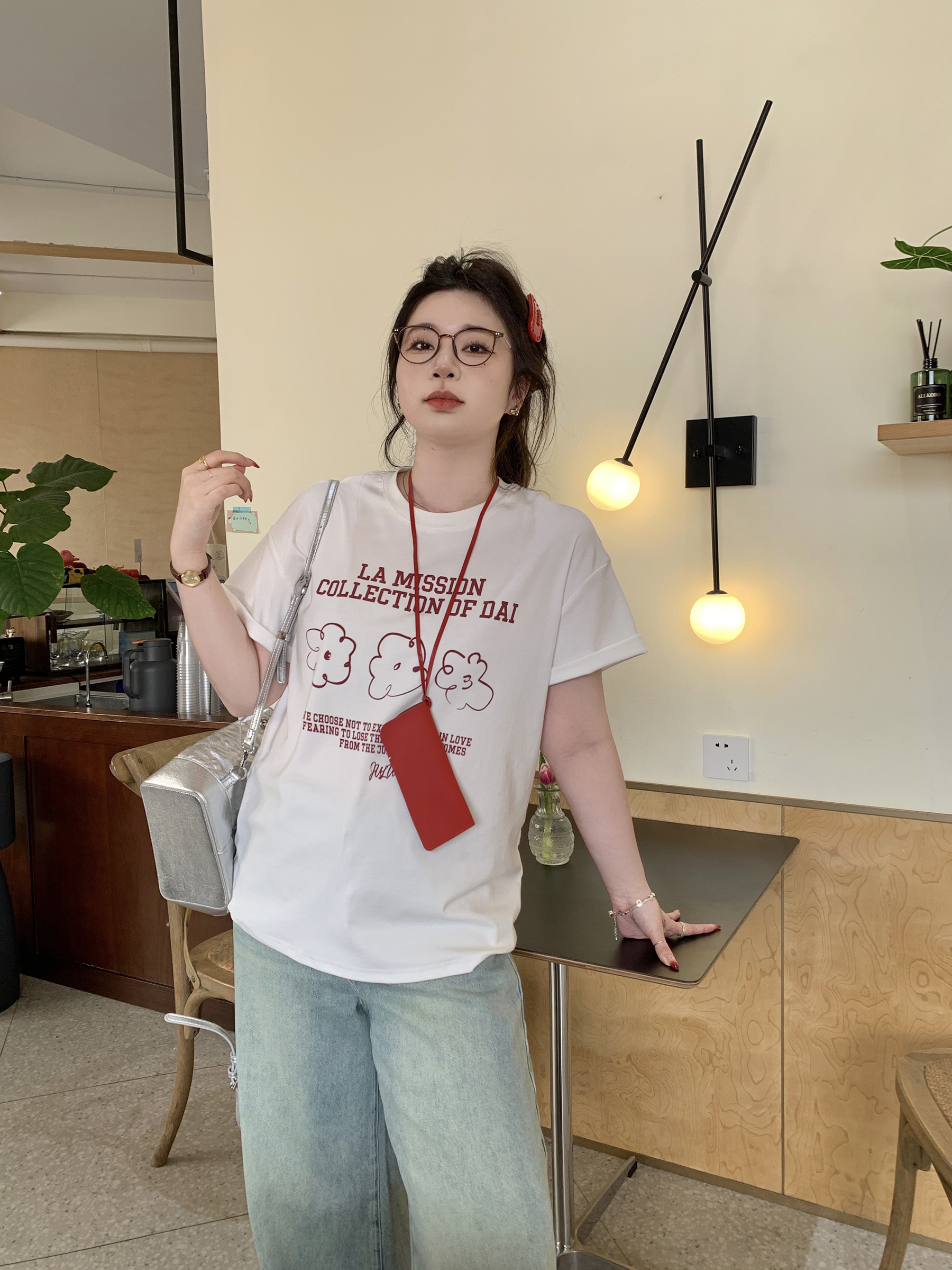 Slightly Chubby Casual Letter Print Short Sleeve T-Shirt Top for All Seasons - Summer Rhythm Style, Comfortable Everyday Wear Slightly Chubby Casual Letter Print Short Sleeve T-Shirt Top for All Seasons - Summer Rhythm Style, Comfortable Everyday Wear